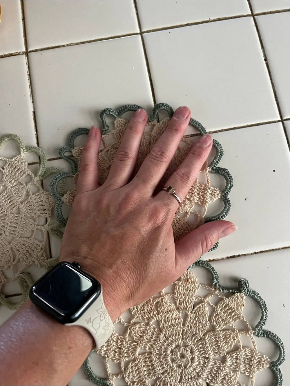 Handmade Cream and Sage Crochet Coasters - Set of 4